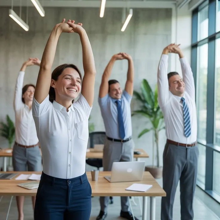 Collaborative office team during a brief movement pause